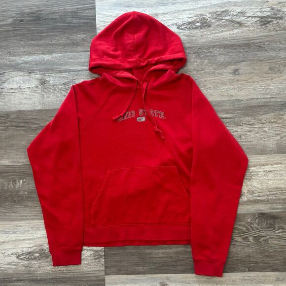 Vintage Y2k Nike Ohio State Buckeyes Red Womens M Center Swoosh Pullover Hoodie - Picture 1 of 8